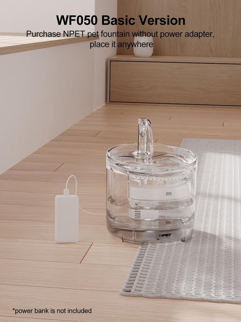 NPET Cat Water Fountain WF050TP 1.5L Automatic Pet Drinking Fountain with Replacement Faucet Kitï¼ˆNo Adapter - Image 2